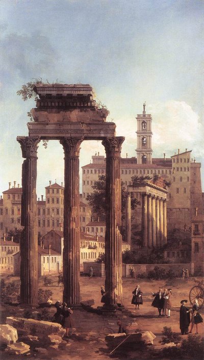 Rome: Ruïnes van het Forum, kijkend naar het Capitool door Giovanni Antonio Canal